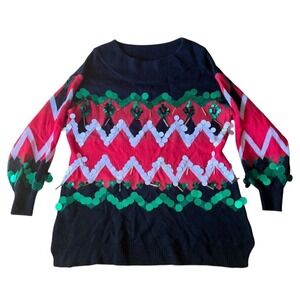 Holiday Time Women 2XL Sequin Holiday Tunic Sweater plus 20/22 Geometric chevron
